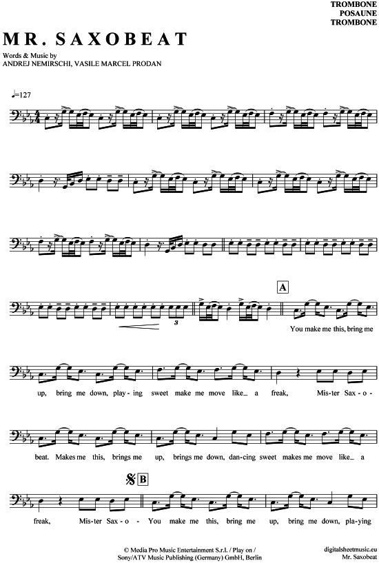 Mr. Saxobeat (Posaune  Bariton) (Posaune) von Alexandra Stan