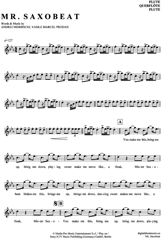 Mr. Saxobeat (Querfl ouml te) (Querfl te) von Alexandra Stan
