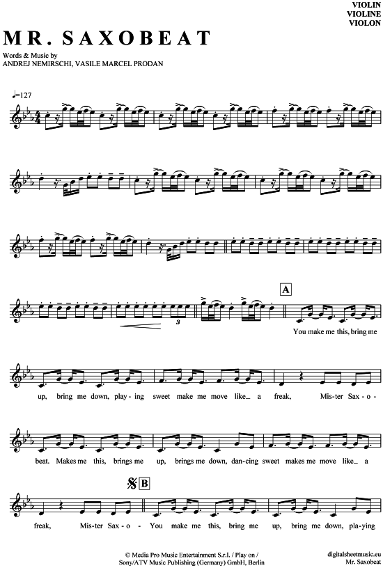 Mr. Saxobeat (Violine) (Violine) von Alexandra Stan