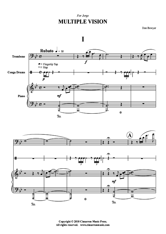 Multiple Vision (Posaune + Klavier+Conga Drum) (Klavier  Posaune) von Don Bowyer