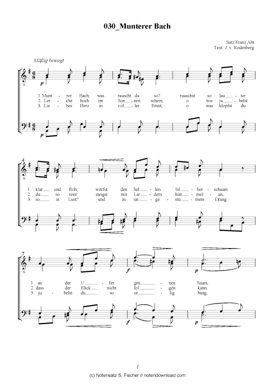 Munterer Bach (M nnerchor) (M nnerchor) von Satz Franz Abt  J. v. Rodenberg 
