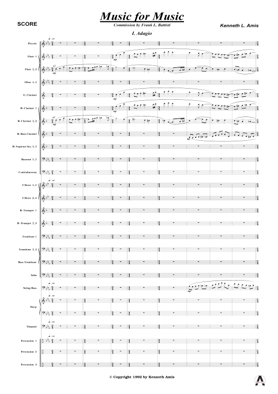Music for Music (Concert Band) (Concert Band) von Kenneth Amis (nur Partitur )