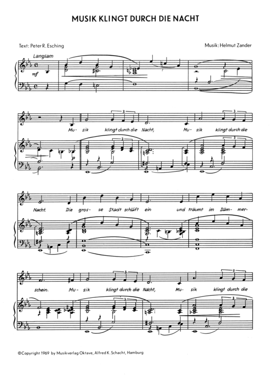 Musik klingt durch die Nacht (Klavier + Gesang) (Klavier Gesang  Gitarre) von 1968