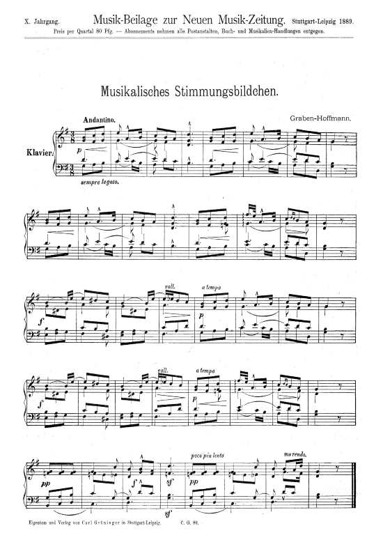 Musikalisches Stimmungsbildchen (Klavier Solo) (Klavier Solo) von Gustav Graben-Hoffmann