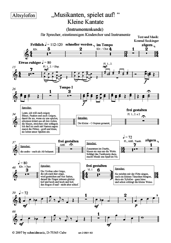 Musikanten spielet auf (Alt-Xylophon) (Xylophon) von Konrad Seckinger (1989)