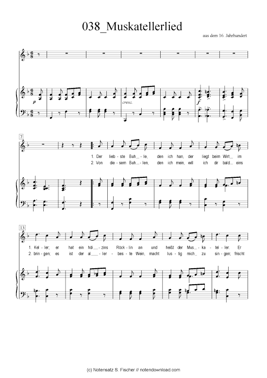 Muskatellerlied (Klavier + Gesang) (Klavier  Gesang) von aus dem 16. Jahrhundert