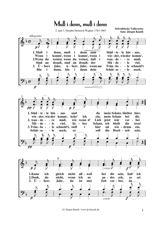 Mu i denn mu i denn (Gemischter Chor) (Gemischter Chor) von Choral Satz J rgen Knuth