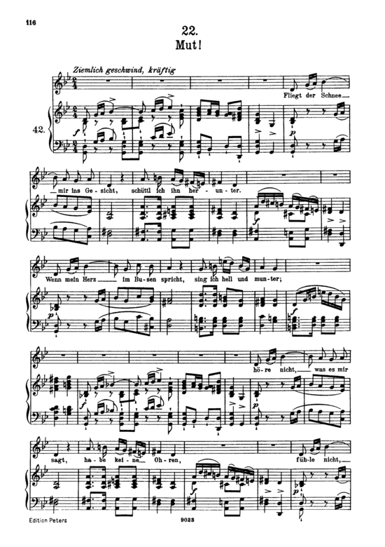 Mut D.911-22 (Winterreise) (Gesang hoch + Klavier) (Klavier  Gesang hoch) von Franz Schubert