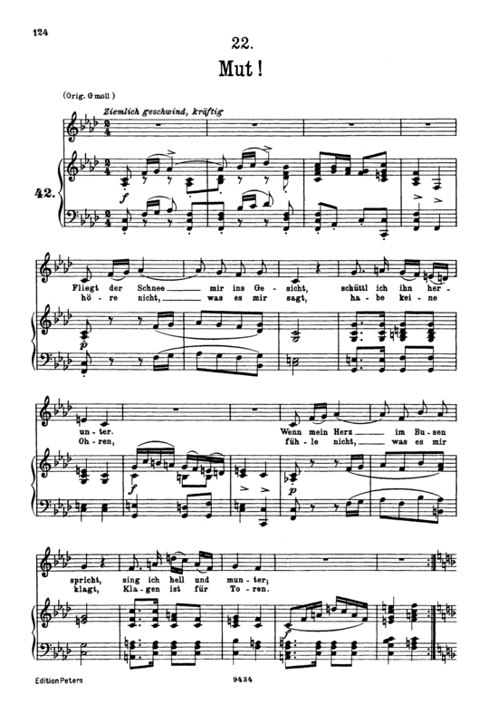 Mut D.911-22 (Winterreise) (Gesang tief + Klavier) (Klavier  Gesang tief) von Franz Schubert