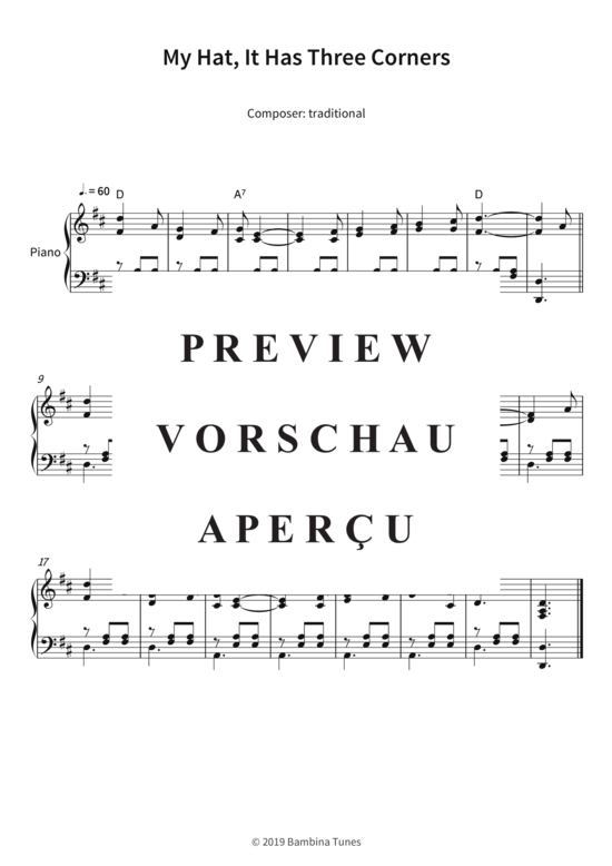 My Hat It Has Three Corners (Klavier Solo) (Klavier Solo) von traditional