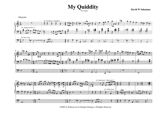 My Quiditty (Orgel Solo) (Orgel Solo) von David W. Solomons