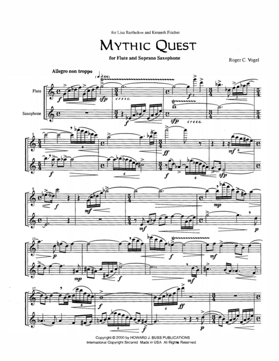 Mythic Quest (Fl te und Sopransaxophon) (Duett (Holzbl ser)) von Roger C. Vogel