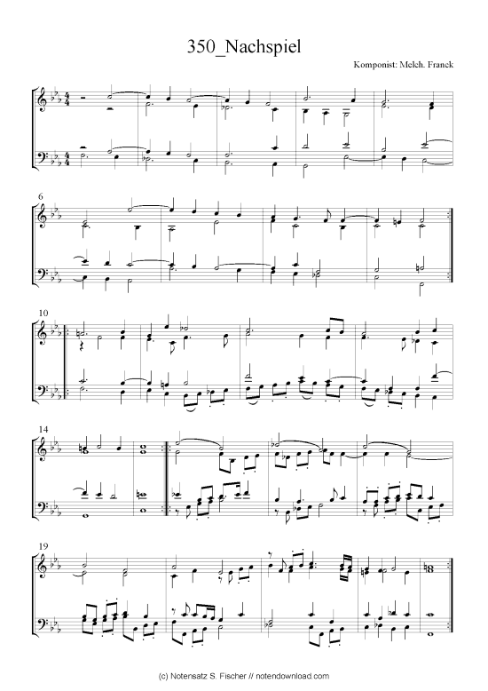 Nachspiel (Quartett in C) (Quartett (4 St.)) von Melch. Franck