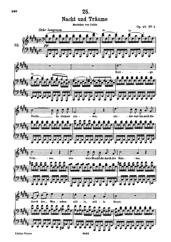 Nacht und Tr auml ume D.827 (Gesang hoch + Klavier) (Klavier  Gesang hoch) von Franz Schubert
