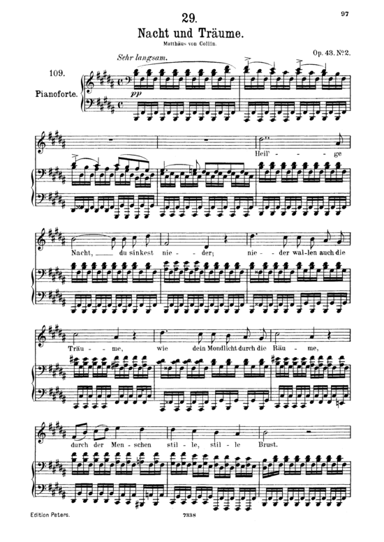 Nacht und Tr auml ume D.827 (Gesang mittel + Klavier) (Klavier  Gesang mittel) von Franz Schubert