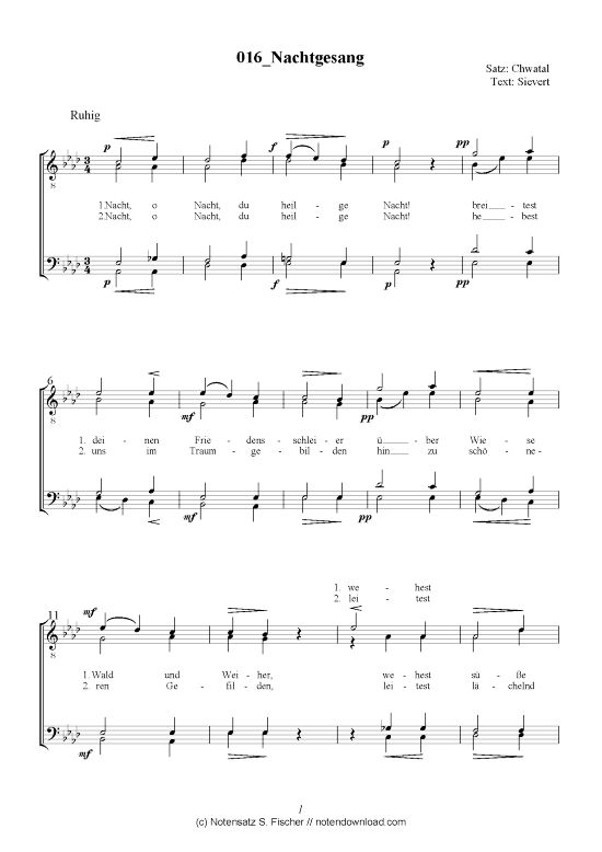 Nachtgesang (M nnerchor) (M nnerchor) von Chwatal  Sievert 