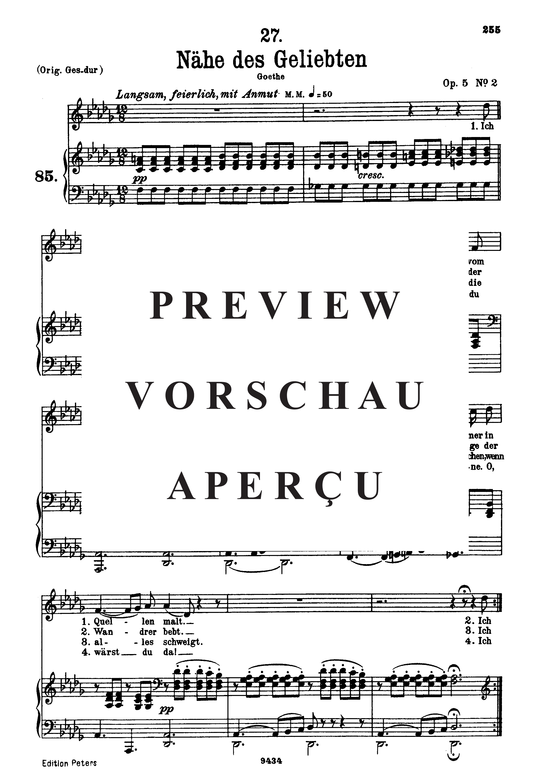 N he des Geliebten D.162 (Gesang tief + Klavier) (Klavier  Gesang tief) von Franz Schubert