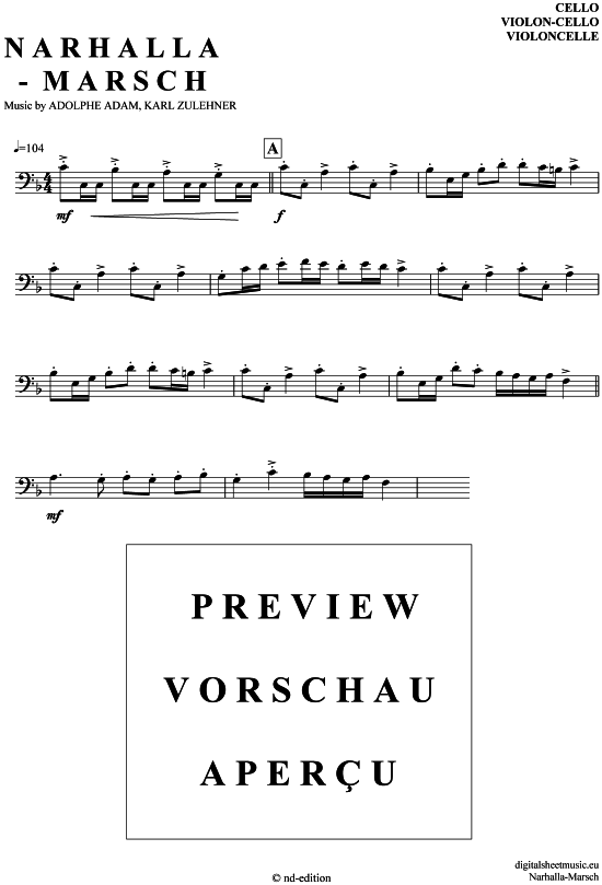 Narhalla-Marsch (Violon-Cello) (Violoncello) von Karneval - Fasching