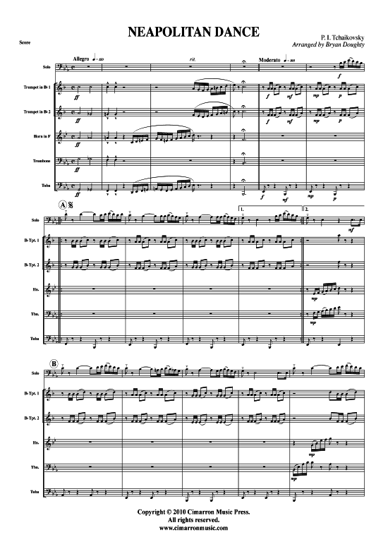 Neapolitan Dance (Bariton Pos + Brass-Quintett) (Ensemble  Solo Instrument) von Peter Tschaikowski