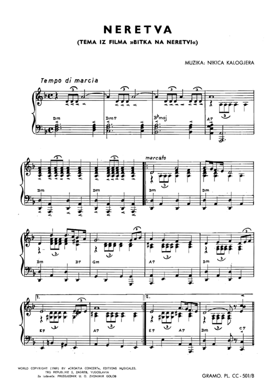 Neretva (Klavier + Gesang) (Klavier  Gesang) von Nikica Kalogjera