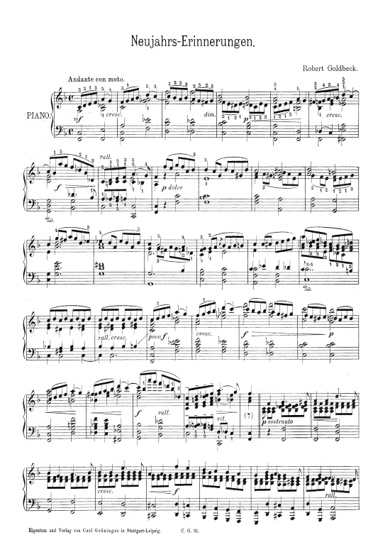 Neujahrs-Erinnerungen (Klavier Solo) (Klavier Solo) von Robert Goldbeck
