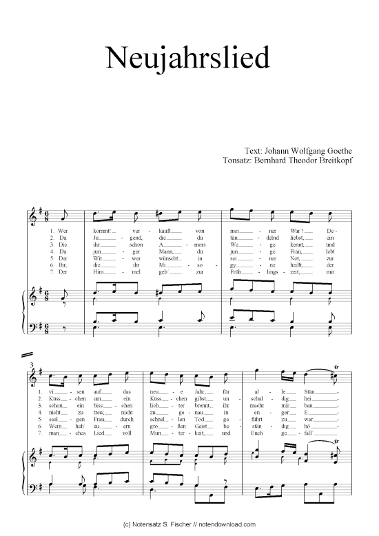 Neujahrslied (Klavier + Gesang) (Klavier  Gesang) von Goethes Leipziger Liederbuch