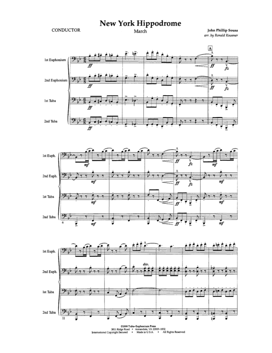 New York Hippodrome March (Tuba Quartett EETT) (Quartett (Tuba)) von John Philip Sousa