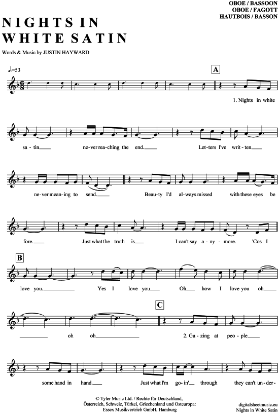 Nights in white satin (Oboe  Fagott) (Oboe Fagott) von The Moody Blues