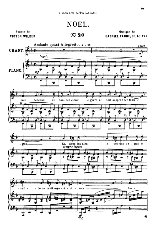 No euml l Op.43 No.1 (Gesang mittel + Klavier) (Klavier  Gesang mittel) von Gabriel Faur eacute 
