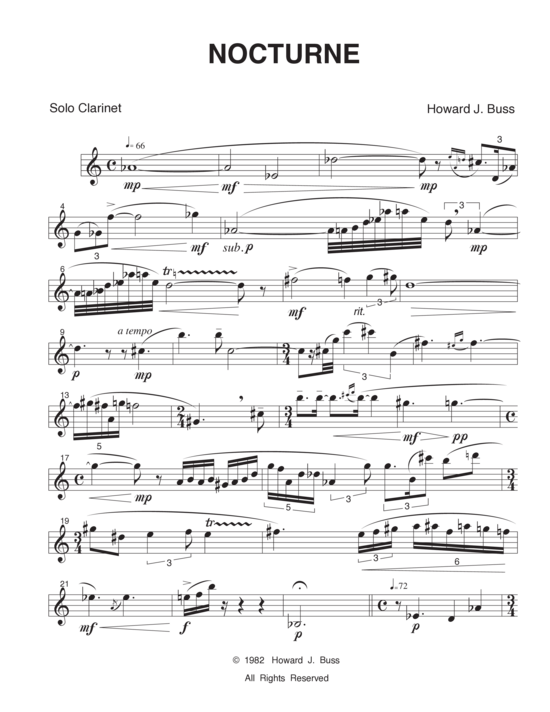 Nocturne (Soloklarinette) (Klarinette) von Howard J. Buss 