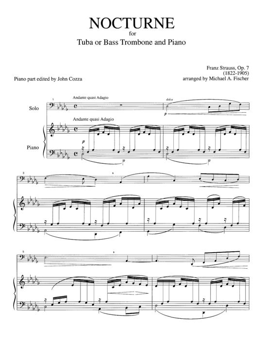 Nocturne (Tuba Bass Posaune + Klavier) (Klavier  Tuba) von Franz Strauss