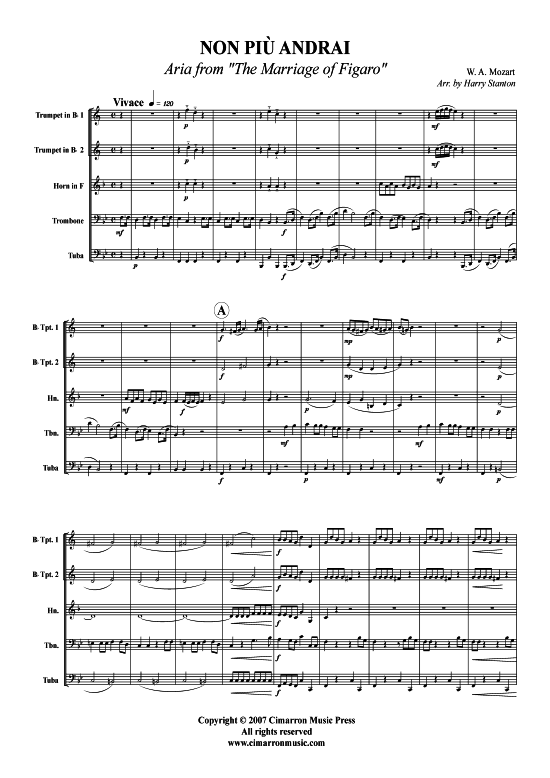 Non piu andrai (Blechbl auml serquintett) (Quintett (Blech Brass)) von W. A. Mozart