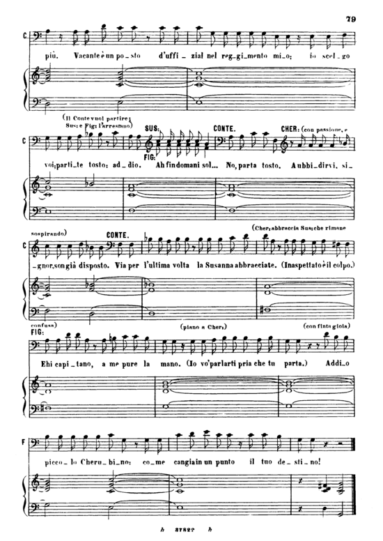 Non piu andrai farfallone amoroso (Klavier + Bass Bariton Solo) Ricordi (Klavier  Bass) von W. A. Mozart (K.492)