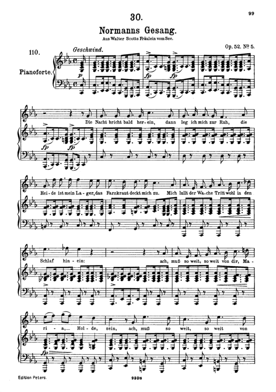 Normanns Gesang D.846 (Gesang hoch + Klavier) (Klavier  Gesang hoch) von Franz Schubert