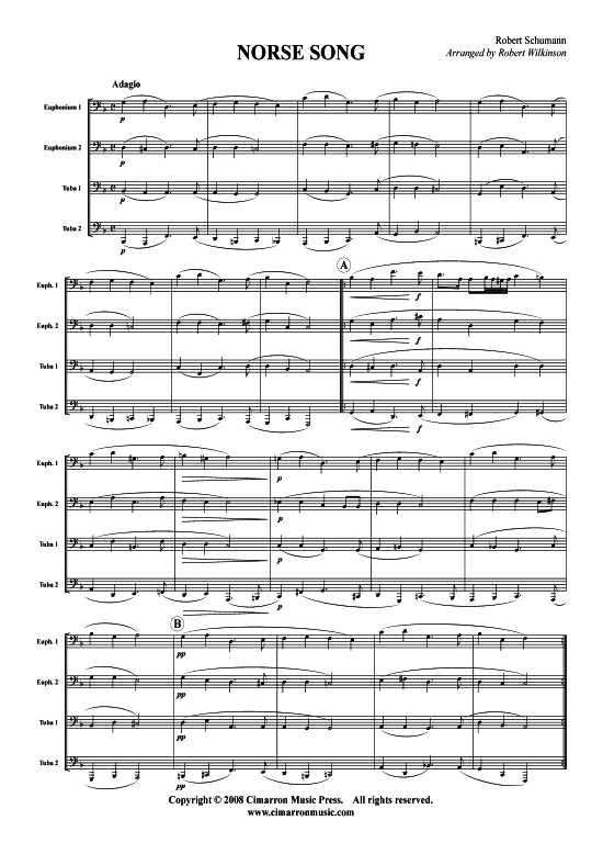 Norse Song (Tuba Quartett 2x Bariton 2xTuba) (Quartett (Tuba)) von Robert Schumann