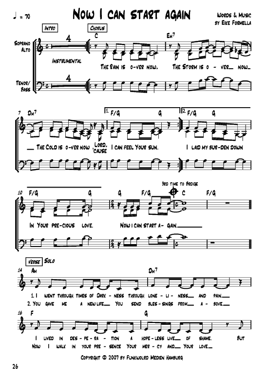 Now I can start again (Gemischter Chor) (Gemischter Chor) von Eike Formella (aus Songs for Gospel Vol. 2)