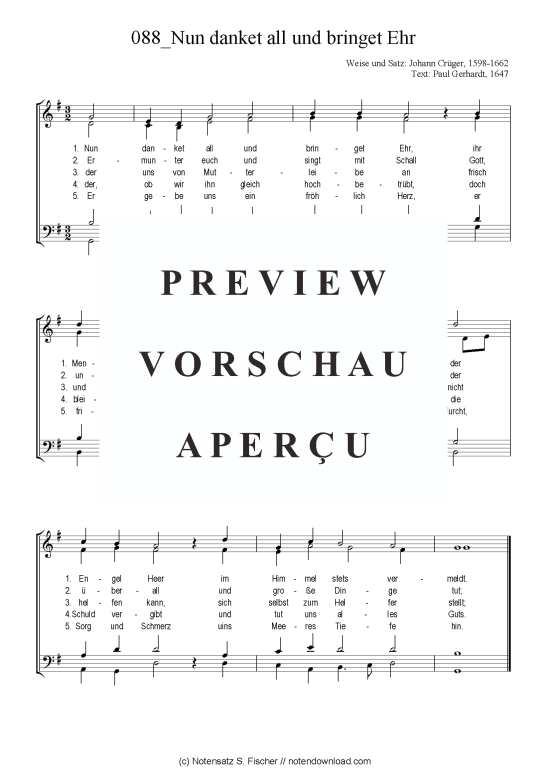 Nun danket all und bringet Ehr (Gemischter Chor) (Gemischter Chor) von Chorsatz Alte Meister