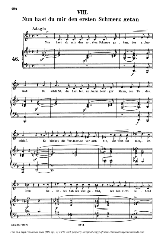 Nun hast du mir den ersten Schmerz getan Op.42 No.8 (Gesang mittel + Klavier) (Klavier  Gesang mittel) von Robert Schumann