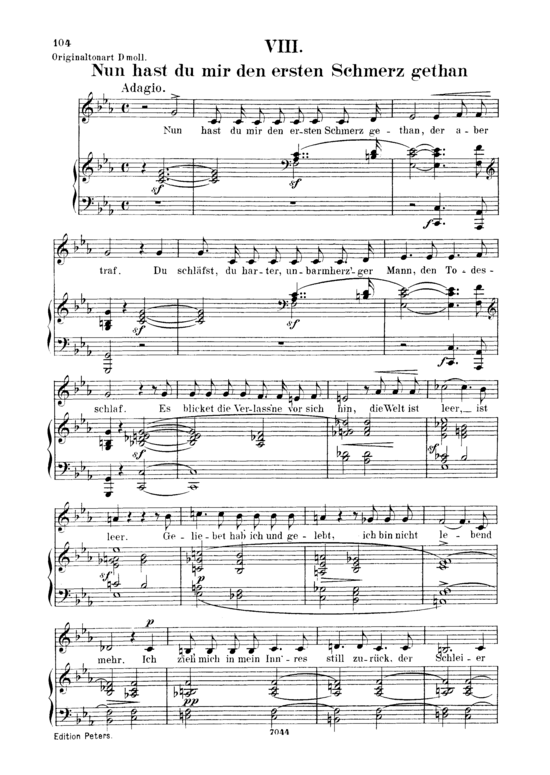 Nun hast du mir den ersten Schmerz getan Op.42 No.8 (Gesang tief + Klavier) (Klavier  Gesang tief) von Robert Schumann