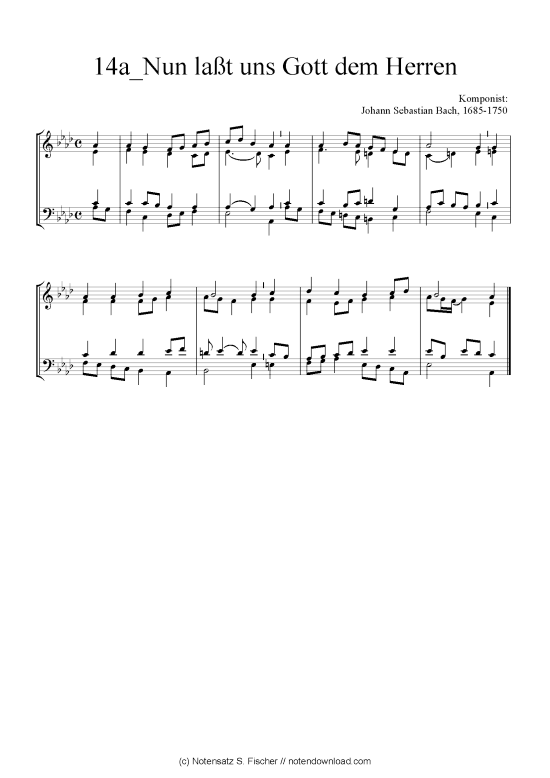 Nun la t uns Gott dem Herren (Quartett in C) (Quartett (4 St.)) von Johann Sebastian Bach 1685-1750