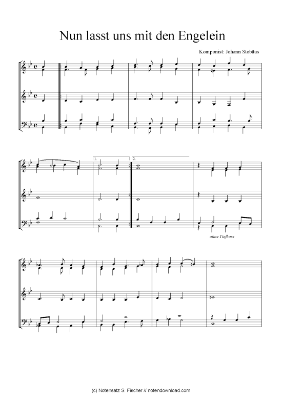 Nun lasst uns mit den Engelein (Quartett in C) (Quartett (4 St.)) von Johann Stob us