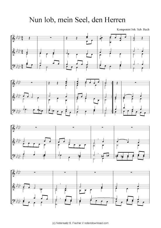 Nun lob mein Seel den Herren (Quartett in C) (Quartett (4 St.)) von Joh. Seb. Bach