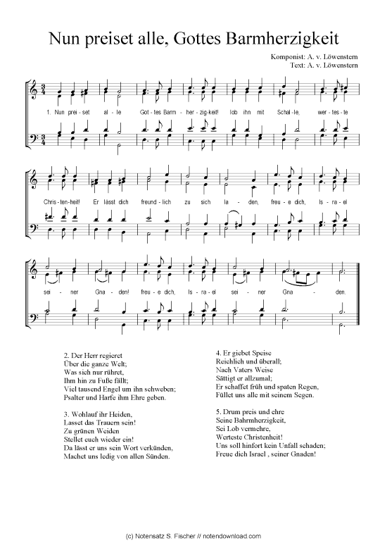 Nun preiset alle Gottes Barmherzigkeit (Gemischter Chor) (Gemischter Chor) von A. v. L wenstern  A. v. L wenstern