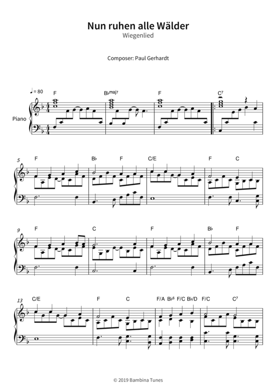 Nun ruhen alle W lder - Wiegenlied (Klavier Solo) (Klavier Solo) von Paul Gerhardt