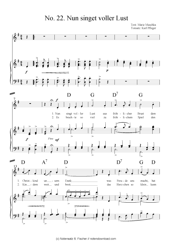 Nun singet voller Lust (Klavier + Gesang) (Klavier Gesang  Gitarre) von arr. Karl Pfleger