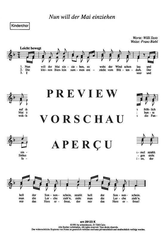 Nun will der Mai einziehen (Kinderchor) (Kinderchor) von Franz Biebl