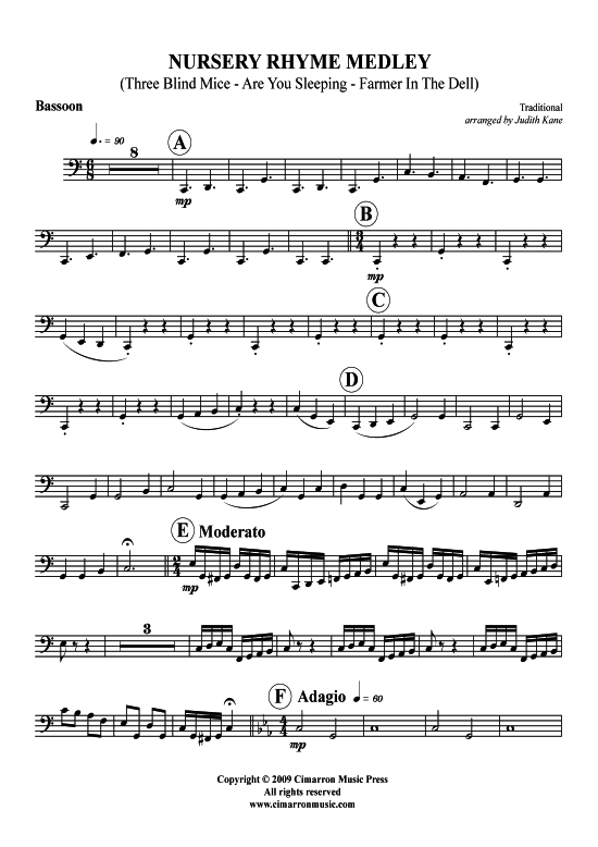 Nursery Rhyme Medley 150 3 S auml tze (Holzbl auml ser-Quintett) (Quintett (Holzbl ser)) von Traditional