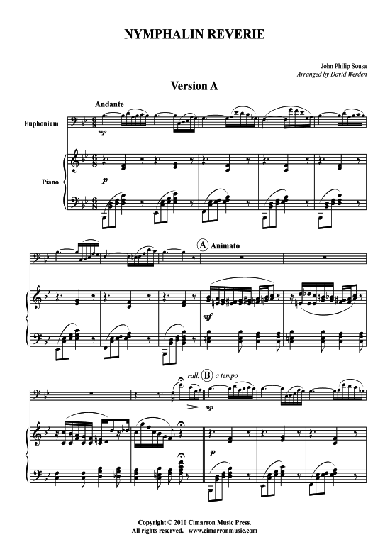 Nymphalian Reverie (Bariton Pos + Klavier) (Klavier  Bariton (Posaune)) von John Phillip Sousa