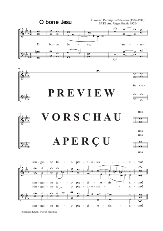 O bone Jesu (Gemischter Chor) (Gemischter Chor) von Giovanni Pierluigi da Palestrina