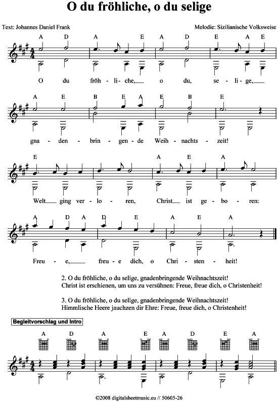 O du fr hliche o du selige (Gitarre) von Weihnachtslied